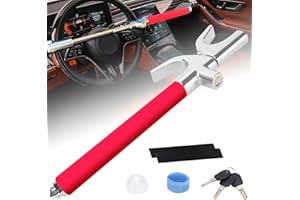 Turnart Barra Antirrobo Coche De Acero Inoxidable Con 3 Llaves (Rojo)