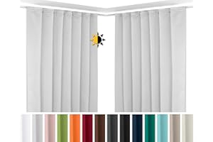 BEAUTEX 2er Set Kräuselband Verdunkelungsvorhang mit U-Band, Gardinen abdunkelnd und Blickdicht (Breite: 140 cm, Höhe: 175 cm, Farbe: Hellgrau)