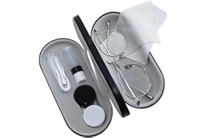 EAGOSION Kontaktlinsenbehälter, 2-in-1 süßes Kontaktlinsen und Brillenetui, integrierter Spiegel Pinzette und Kontaktlinsenlösung für Brillen Sollenbrillen Lesebrillen Kontaktlinsen Kontaktlinsen Reisese