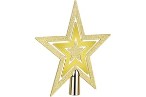 URATOT Glitzernder Weihnachtsstern-Baumspitze Funkelnder 5-Punkt-Stern Weihnachtsbaumspitze aus Kunststoff für den Feiertags-Weihnachtsbaumornament