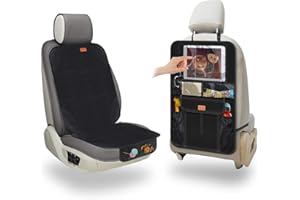 AEMIAO Fundas para Asiento de Coche, Protector Asiento Coche Silla Bebe, Organizadores Asiento Coche Niños con Soporte Tablet-Bolsillo, Impermeable y Antideslizante, Universal para Silla ISOFIX