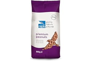 RSPB Premium Peanuts 900 grams Wild bird Food, supporting RSPB Charity, Re-sealable & recyclable pouches, for use in Garden & outdoors. Perfect for Feeders, ground feeders & bird tables