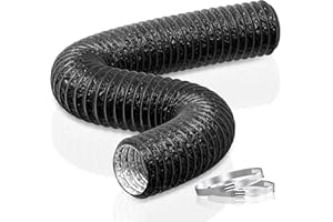 HG Power 3 Inch Air Aluminium Ducting Dryer Vent Hose Length 2.5m Flexible Ventilation Duct with Clamps for Bathroom, Kitchen, Toilet, Hydroponics Extractor Fan,Black