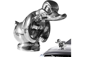 Teckey Angry Duck Hood Ornament, Alloy 3D Funny Duck Hood Ornament Car Bonnet Ornament, 4x4 Inch Self Adhesive Duck Car Emblems, Metal Duck Statue for Vehicles Decoration