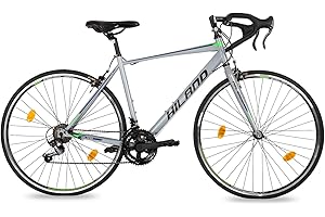 HILAND Bicicletta da Corsa 700C, Telaio in Acciaio con Cambio a 12 Marce con Freno a Morsetto per Uomo e Donna, 50cm 54cm 58cm, Colore Argento Grigio e Blu…