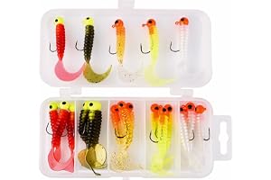 TopHomer Fiske, mjukt beteset, 5 cm fiskeutrustning 2,4 g jigghuvuden krokar bio-maskar, fiskbeten för basöring, gäddar, 20-p