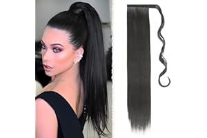 Benehair Postiche Queue de Cheval Extension 66 cm Longue Raides Ponytail Cheveux Naturel Synthétique Extension Cheveux Queue de Cheval pour Femmes(Noir Naturel, 100g)