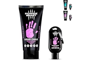 POWER BEAST Magnesite Liquido Colorato, Climbing Chalk | Liquid Chalk | Gesso Liquido, Cross Training Grip, Calisthenics, Sollevamento Pesi, Tennis, Arrampicata, Pole Dance, +50Ml Extra.