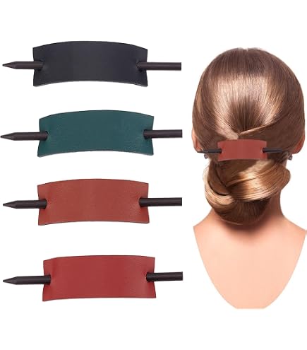 Lot De 7 Barrettes à Cheveux En Cuir Fait Main Pour Femme - Multicolores