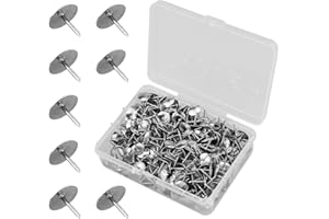 HXMJIED 500pcs Silver Drawing Pins, 9.5mm Round Push Pins - Iron Thumb Tacks for Office, Crafts, Home or DIY