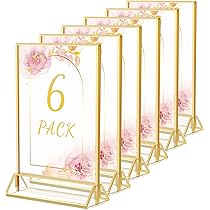 Supports Acrylique Elitecran Lot De 6 - Bordure Dorée Double Face - Pour Menus Et Affichage