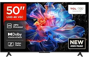 TCL 50V6C TV 50'' 4K UHD Smart LED TV, 4K HDR, Google TV con design senza bordi (Dolby Audio, Motion Clarity, compatibile con Google Assistant e Alexa)