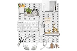 Easyhomie Kit di organizer da parete con 4 pannelli forati da 30 x 30 cm + 20 accessori per riporre la stanza, organizzazione e decorazione, combinazione gratuita e facile da installare