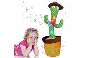 MeHoo Cactus Che Balla e Ripete con Funzione di Controllo Del Volume, Bambola di Peluche Leggera Ripetere ciò Che Si dice Baby Incoraggiare la Parola Giocattoli Regali e Decorazione Della Casa