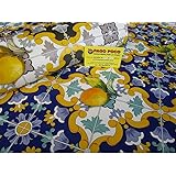 Tovaglia Rettangolare in Plastica 100% Impermeabile Disegno MAIOLICHE Misura:140x240... MADE IN ITALY Novita' 2022!!!!
