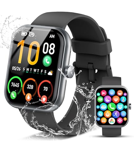 Montre Connectée Homme Femme, 1.95"HD Smartwatch Avec Appels Bluetooth, Etanche IP68 Montre Sport, Montre Connecté 110+ Mode Sport Avec Podomètre, Cycle Menstruel, Fréquence Cardiaque, Spo2, Noir Mat