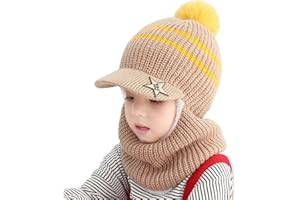 YONKOUNY Sombrero de Invierno Caliente Lindo Gorro de Punto con Forro Polar Primavera Otoño Sombrero y Bufanda para Niños Niñas