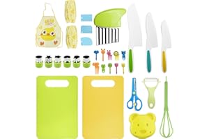 Lixiluxia Küchenmesser für Kinder, Messer für Kinder, schneidet nicht, Küchenutensilien aus Kunststoff, mit Schneidebrett, Schäler zum Schneiden und Kochen von Obst oder Gemüse