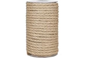 Leecogo Jute Rope, 8mm Thick, 50 Feet, Natural Color for Crafts Gardening Cat Scratching Post Repair