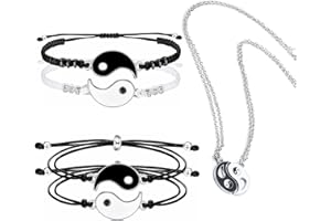 IJHYGD 6PCS Ying Yang Pulseras Amigas Parejas con Ying Yang Collares bff para 2 de la Amistad o Amor Pulsera Amistad o Pareja Regalos Bonitos para Novia Novio o Mejores Amigas Mujer Hombre