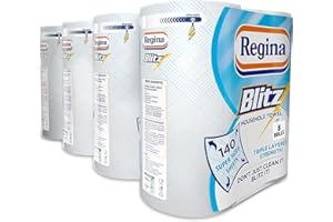 JANOON Regina Blitz 3 Ply Kitchen Towel Rolls Jumbo Household Towel 70 Sheets Per Roll(Pack of 8 Rolls)