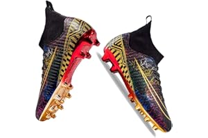 HESBITEUL Big Kids Soccer Shoes Unisex Academy Indoor Outdoor Football Turf Durable Rubber Shoes TPU Outsole for Adult Ankle Cleats