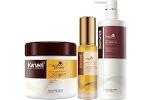 Karseell MACA CARE SYSTEM Kollagen Haarmaske Arganöl Serum Feuchtigkeitsshampoo Ohne Sulfate Reparatur Glanz Intensivpflege Trockenes Strapaziertes Gefärbtes Blondiertes Haar Anti-Frizz Alle Haartypen