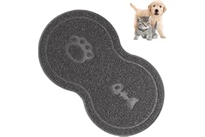 SLEEKEE Tappetino per Animali Domestici Grigio 45 x 26 cm - Antiscivolo per Cibo Umido e Asciutto di Gatti e Cani
