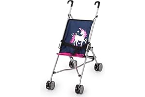 Bayer Design 30154AA Passeggino per bambole, pieghevole, unicorno, blu, rosa