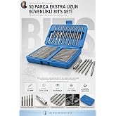 Transformacion 50 Par&ccedil;a Ekstra Uzun 75mm G&uuml;venlikli Bits Tornavida Ucu Seti - CR-V U&ccedil;lar, Torx, Alyen, &Ccedil;atal Başlı Uzatma Apa