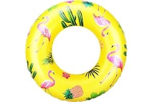 MoKo Flamant Rose Anneau de Natation, Bouée Piscine de Ronde, Radeau Gonflable pour Décoration de Jouet de Fête de Piscine pour Enfants et Adultes, Daimètre 90cm