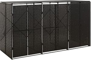 Festnight Copribidone Spazzatura Esterno, Copribidone Singolo, in Polyrattan Nero 207x80x117 cm