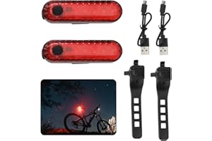 AIMFACT LED Rear Bike Lights 2 Pack USB Rechargeable Bike Tail Light 330mAh Longer Run-time Rear Cycling Safety Flashers Blinkers Mountain Tail Lamp Red High Intensity Led Accessories Fits On Any Bike Helmet