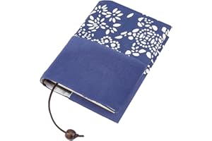 CRASPIRE Protège Livre en Tissu Bleu Marine Housse de Livre Réglable Couverture de Livre en Tissu Doux Rétro pour Livres de Poche A6 Livres à Couverture Rigide pour Salle de Classe Étudiants