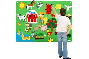 FYEME Tableau en feutre pour Enfants Feutre Storyboard Feutre de Haute qualité peut se déplacer avec Deux Crochets Activités Jouet Éducatif Interactif Préscolaire pour Enfants Jouets (Ferme)