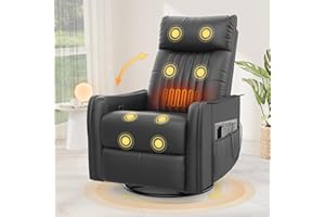 Srfzluxy Recliner Armchair Swivel Rocking Chair with Massage & Heat, Extended Footrest,3-In-1 Reclining Chair For Living Room, Adjustable Single Sofa with Dual Side Pockets, Remote Control Massage