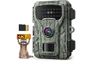 Caytail 4K 48MP Wildkamera, Wildtierkamera mit Nachtsicht Bewegungsmelder ohne WLAN mit 2-Zoll-LCD-Bildschirm, 64GB SD-Karte, IP66, Loop-Aufzeichnung zur Beobachtung von Rehen und Anderen Wildtieren