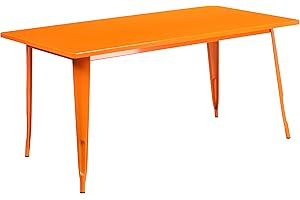 Flash Furniture Rectangular Indoor-Outdoor Table, Metal, Orange, 160.02000000000001 x 86.36 x 10.16 cm