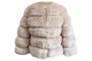 loveimgs Women Warm Fluffy Cropped Puffer Jacket Faux Fur Coat Crop Parka Collarless Winter Teddy Bear Coat Overcoat