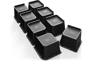 MXMZHXU Möbelerhöhung 10 cm, L-Form Betterhöhung, Heavy Duty Unterstützung bis 6000lbs, Übergroße Bett Lifts für Bett, Couches, Tische, Sofa, Schreibtische (Schwarz, 10cm-8Stück)