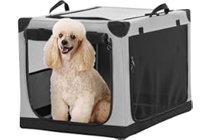 Petsfit Hundebox faltbar, Hundebox für zuhause Verstellbarer Stoffbezug mit Spiraleisenrohr, Hundetransportbox Auto Stoff für große mittlere kleine Hunde,Leicht zu Verstauen