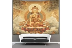 RNDKAUUIE 3D Buddha-staty tryck väggfilt heminredning sängkläder affisch väggkonst gobeläng vägghängande gobelänger mjuk poly