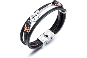 CYTECEDX J. May męska bransoletka skórzana bransoletka czarny skórzany sznurek gitarowy dla mężczyzn pleciony PU skórzany szeroki skórzany pasek bransoletka owijająca prezent dla mężczyzn