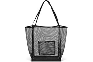MABECOL Borsa Mare Donna Grande, Borsa Spiaggia Borsa Piscina Borsa Tote in Rete, Pieghevole Borse a Tracolla per Sabbia Nuotare Viaggio Giocattoli Shopping Bag Famiglia