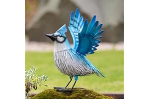 Yeomoo Figurines de jardin en métal - Coq bleu - Décoration de jardin pour l'extérieur - Oiseaux décoratifs personnalisés pour femmes, petite amie, maman, grand-mère, cadeau d'anniversaire pour