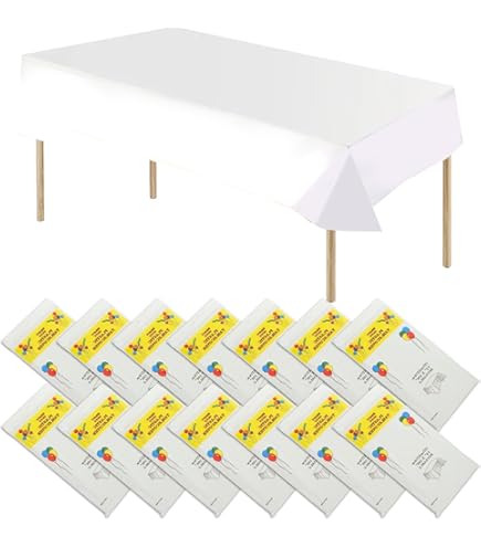 Lot De 10 Nappes Jetables Blanches 137x274 Cm - Imperméables, épaisses, Pour Mariage Fête Anniversaire