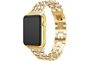 SDEQA Kette Metallbänder Kompatibel Mit Apple Watch Series 7/6/5/4/3/2/1/SE Verstellbares Zweireihiges Ersatzarmband Armband