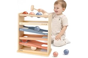 Vanplay kulbana träleksak från 1 år, hammarspel 4 bollar och en trähammare, Montessori leksak från 1 år. Ingen installation k