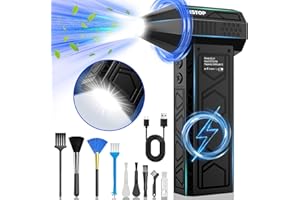 HSTOP Dépoussiéreur Électrique avec Lampe de Poche, Souffleur Jet Air Comprimé 180000RPM(10000mAh),Souffleur Grande Vitesse avec 4 Engrenage,Mini Souffleur Dépoussiéreur avec Éclairage Assistance