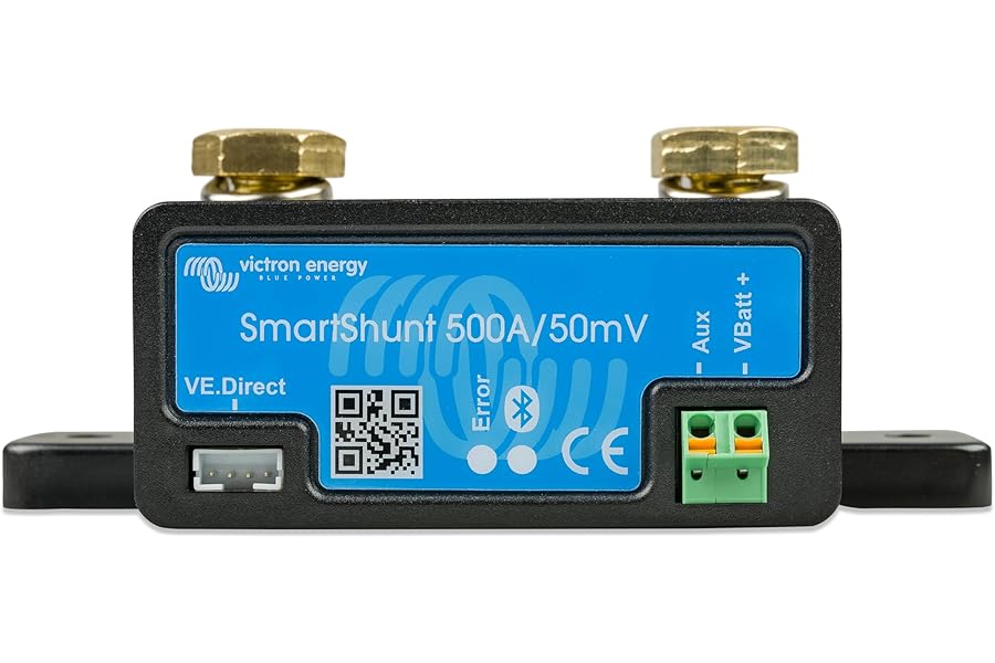 Victron Energy Smart Battery Shunt - Battery Monitor (Bluetooth) - Victron Smart Shunt with detailed in-app Insights - 6.5V-70V, 500 amp
